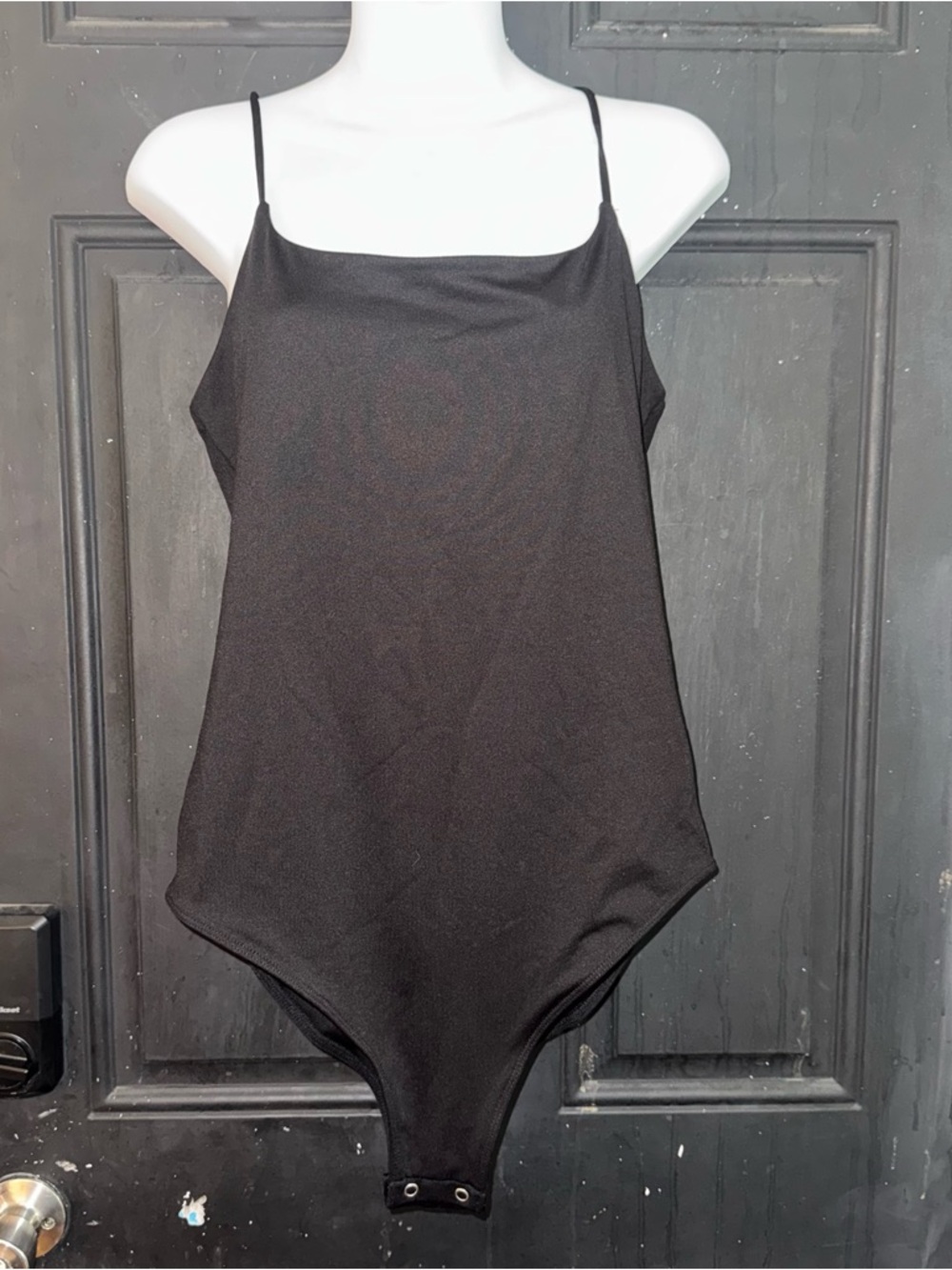 Time and Tru Black Spaghetti-Strap Bodysuit